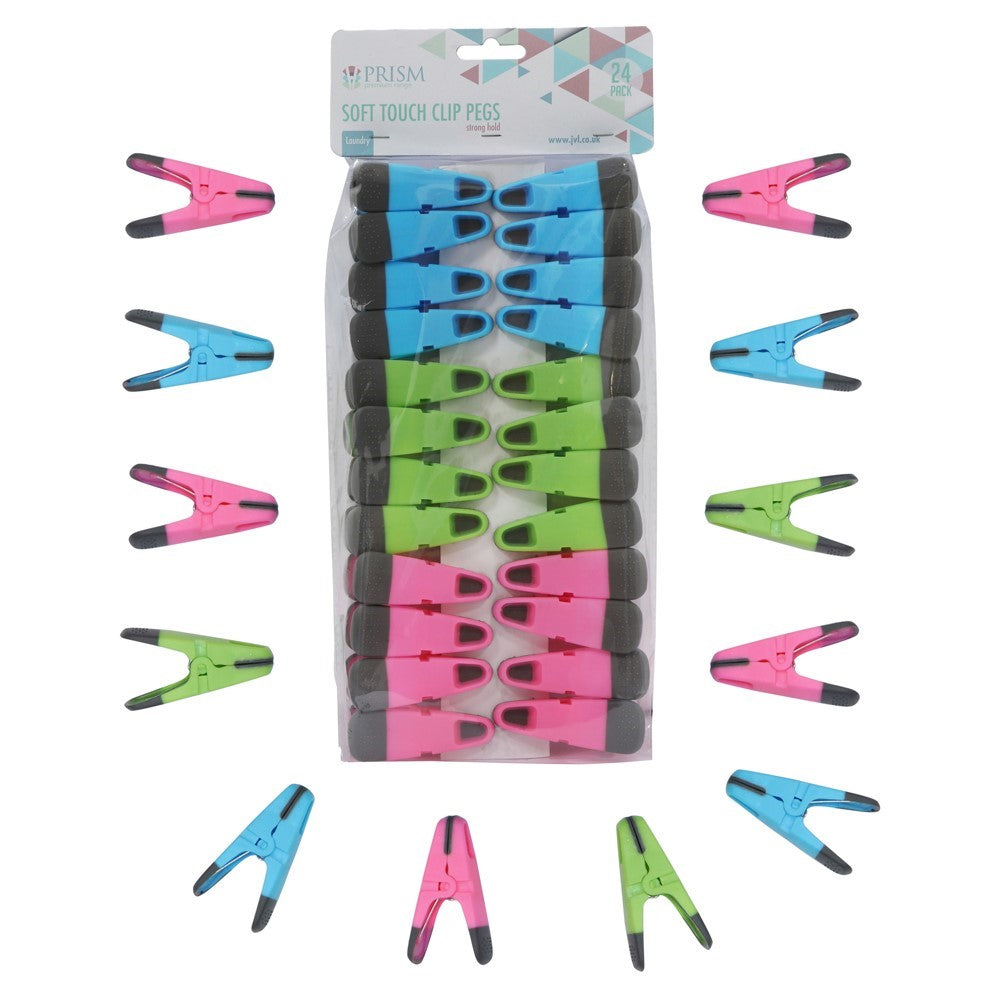 JVL Prism Soft Touch Clothes Pegs 24 Pack