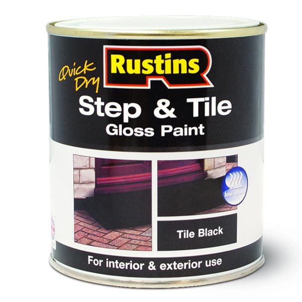 Rustins Quick Dry Step & Tile Gloss Paint Tile Black 250ml