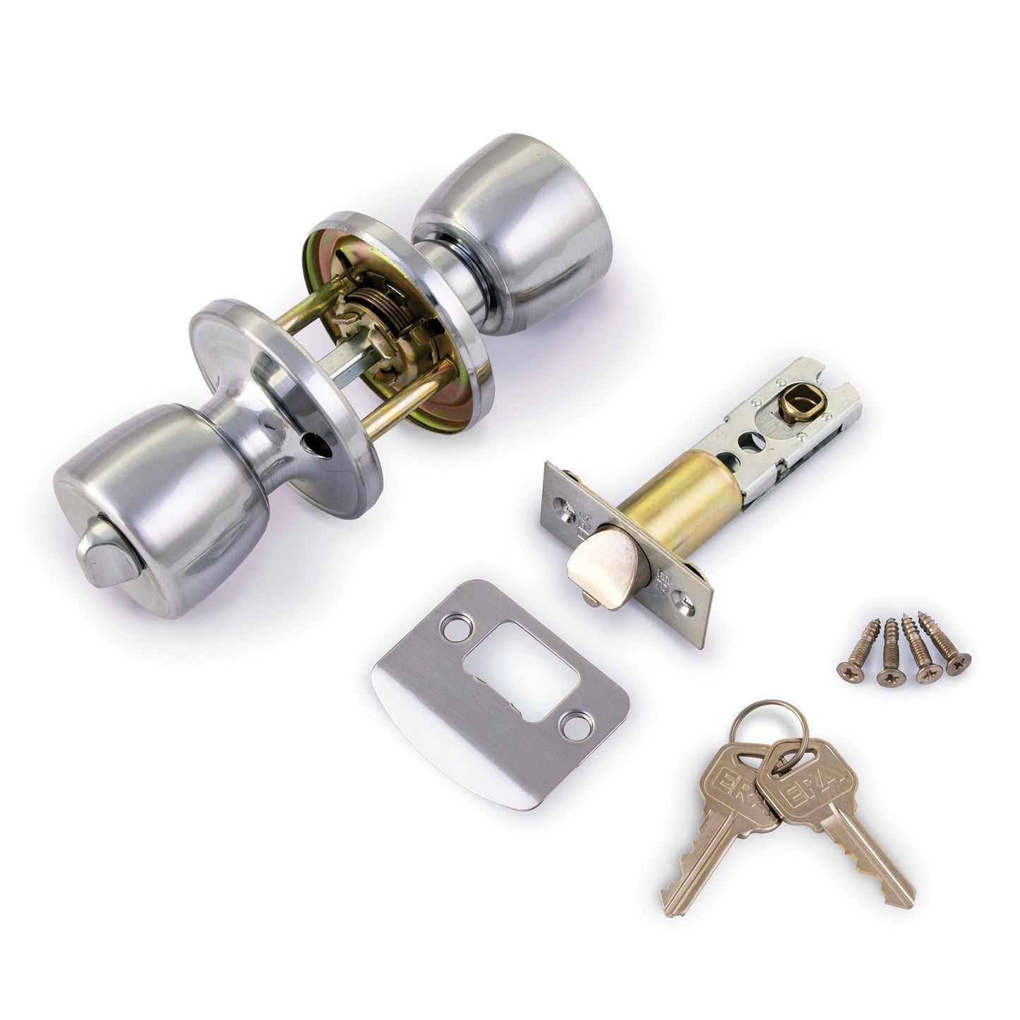 Era Satin Chrome Entrance Door Knob & Latch Set