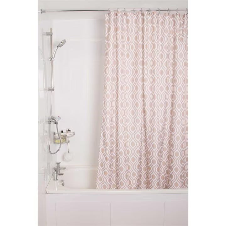 Croydex Textile Hygiene N Clean Shower Curtain Latte Medallion