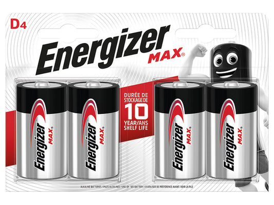 Energizer Max D Battery 4 Pack