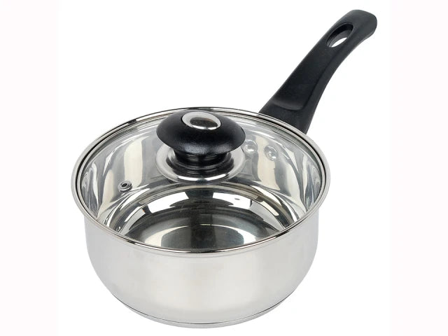 Home Cook Stainless Steel Saucepan & Glass Lid 16cm