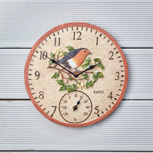 Smart Garden 12" Robin Home & Garden Wall Clock & Thermometer