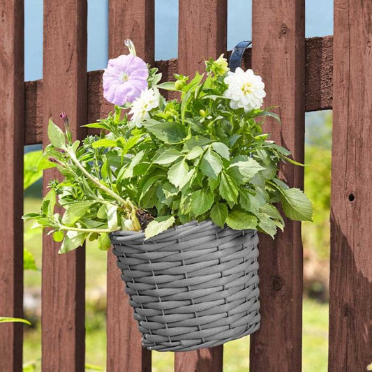 Smart Garden Faux Rattan Hanging Pot Slate