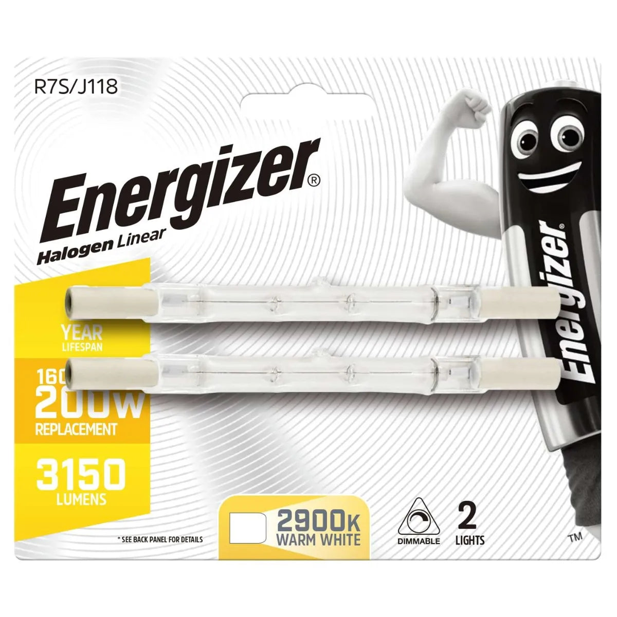 Energizer R7S Halogen Linear 200W 2 Pack