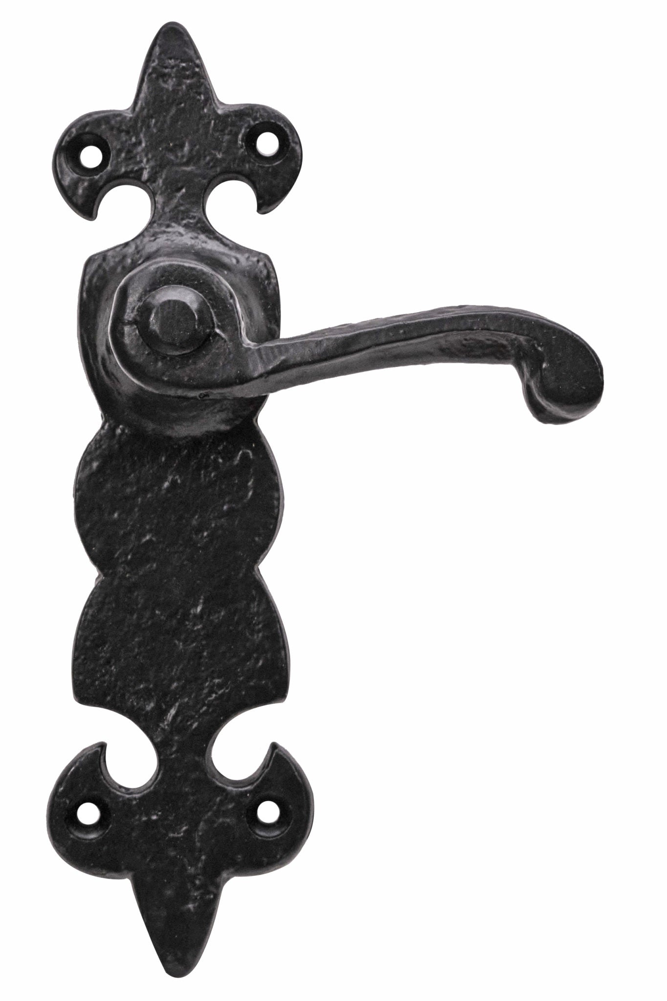 Eclipse Black Fleur De Lys Lever Latch Door Handle Set