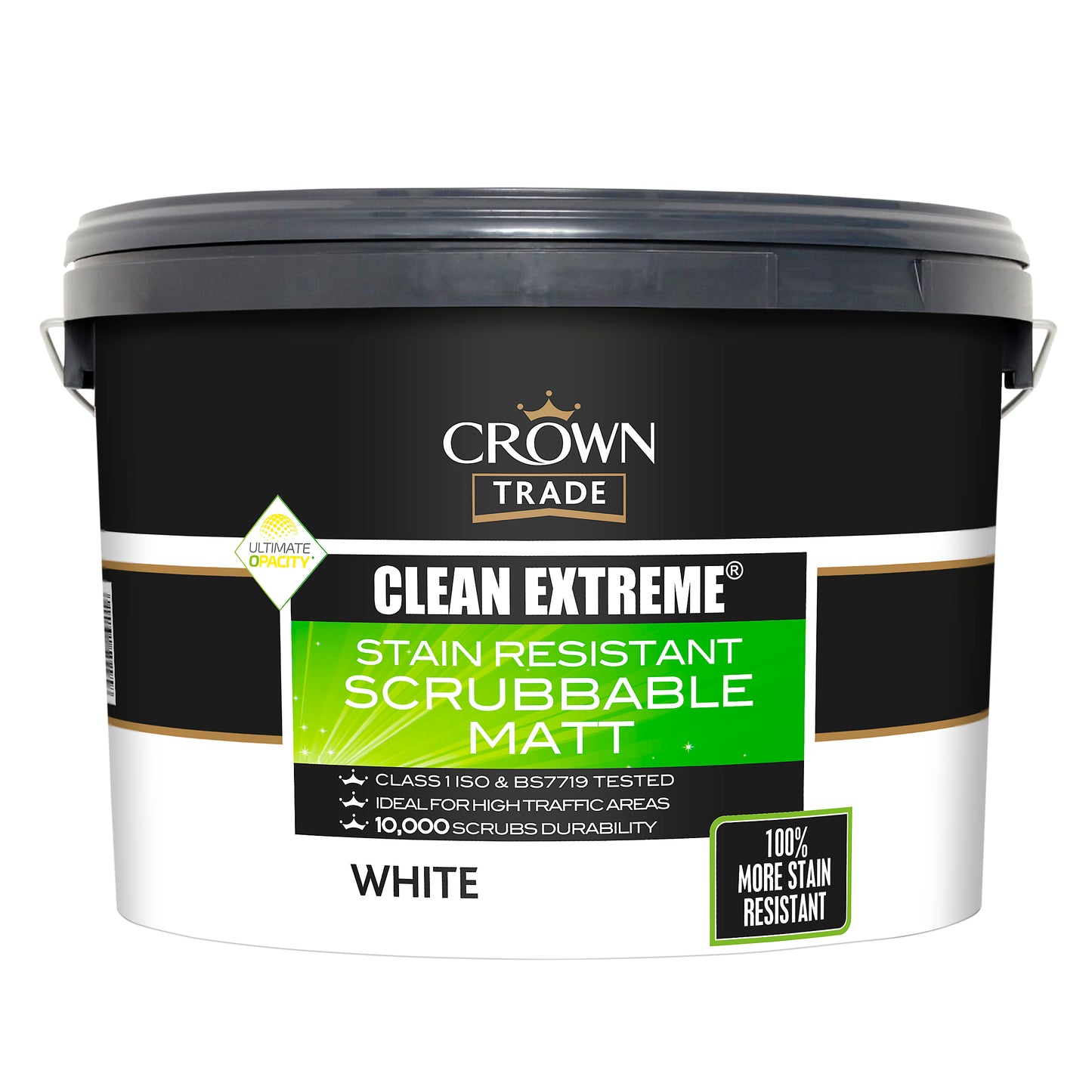 Crown Trade Clean Extreme Stain Resistant Scrubbable Matt White 10L