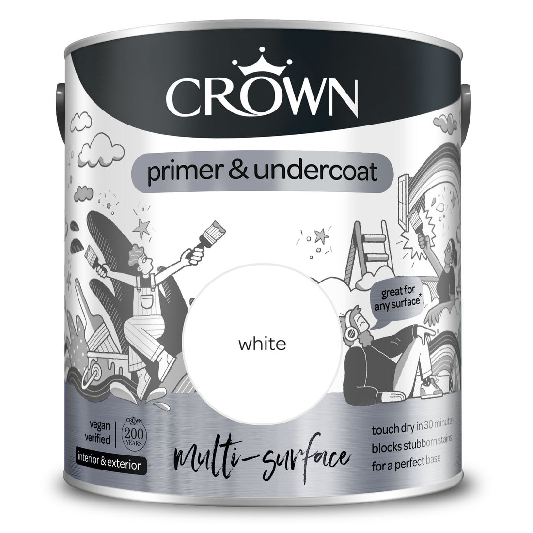 Crown Quick Dry Multi Surface Primer And Undercoat White Jim S Diy