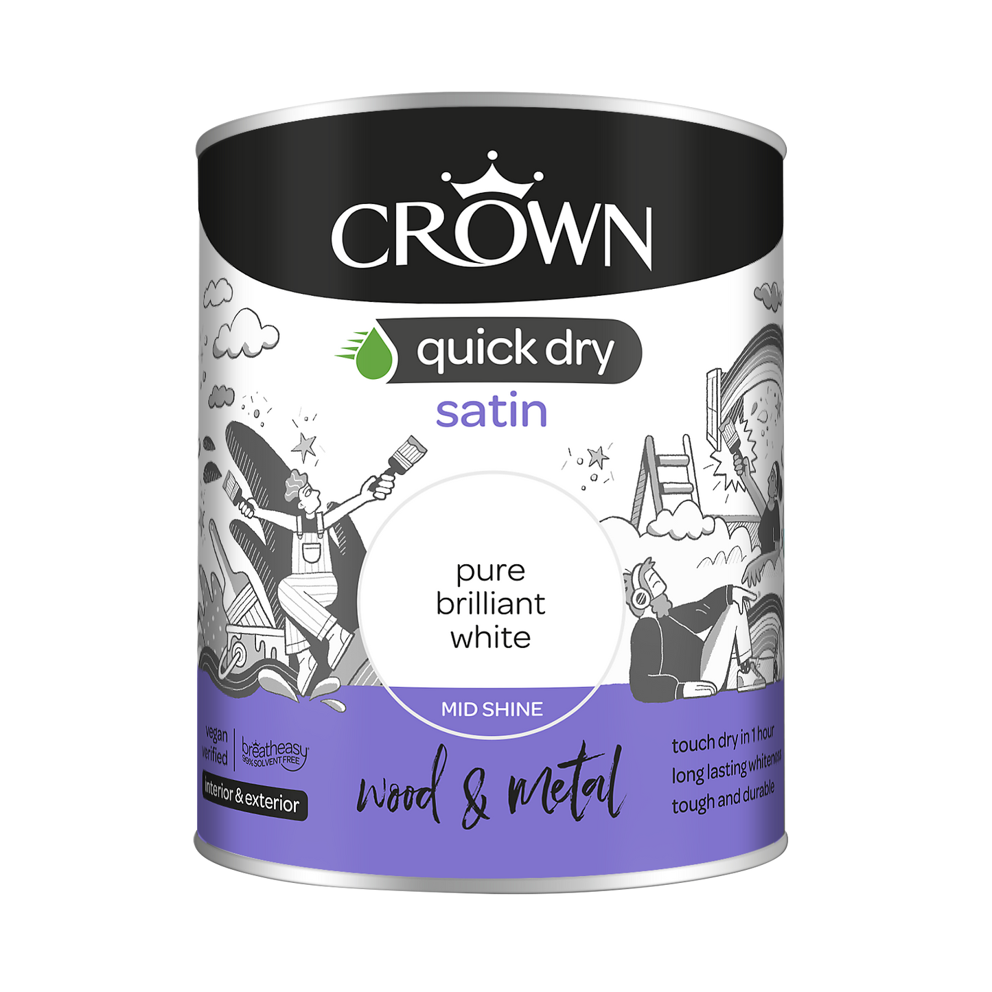 Crown Quick Dry Satin Brilliant White