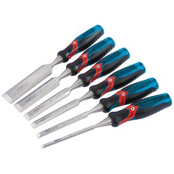 Draper 70419 Soft Grip Pound Thru Bevel Edge 6 Piece Wood Chisel Set