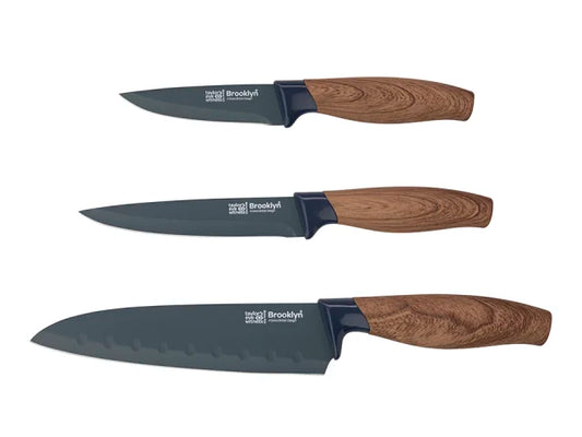 Taylors Brooklyn Walnut Kitchen Knife 3 Piece Set