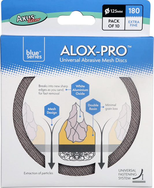 Axus Decor Alox Pro Universal Abrasive Mesh Discs 125mm 180 Grit 10 Pack