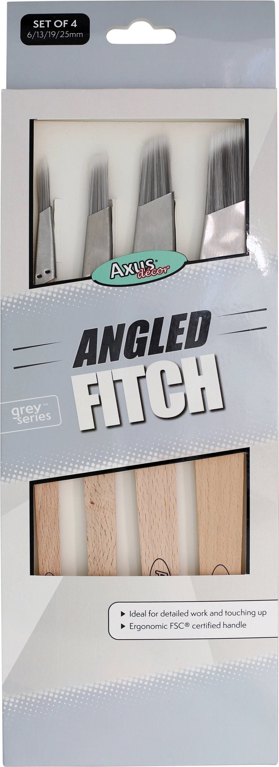 Axus Decor Grey Series Angled Fitch Brush 4 Pack