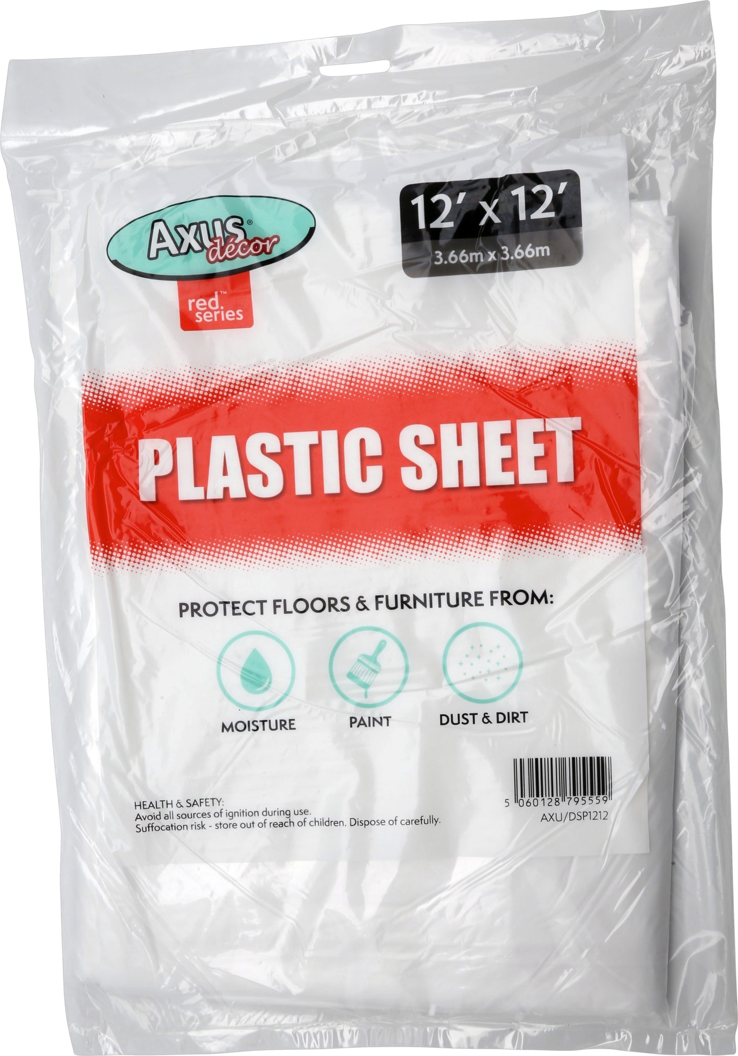 Axus Decor Red Series Plastic Dust Sheet 12' x 12'