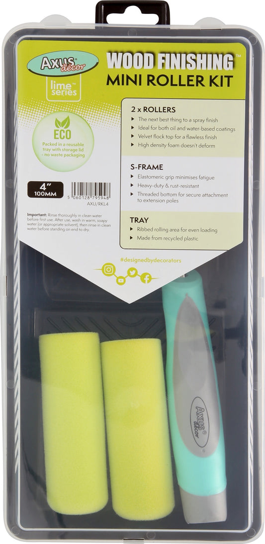 Axus Decor Lime Series 4" Wood Finishing 5 Piece Roller Set