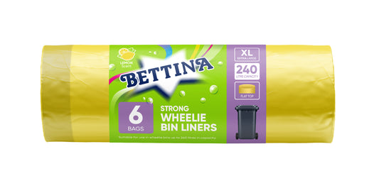 Bettina 240L Lemon Scented Wheelie Bin Liners 6 Pack