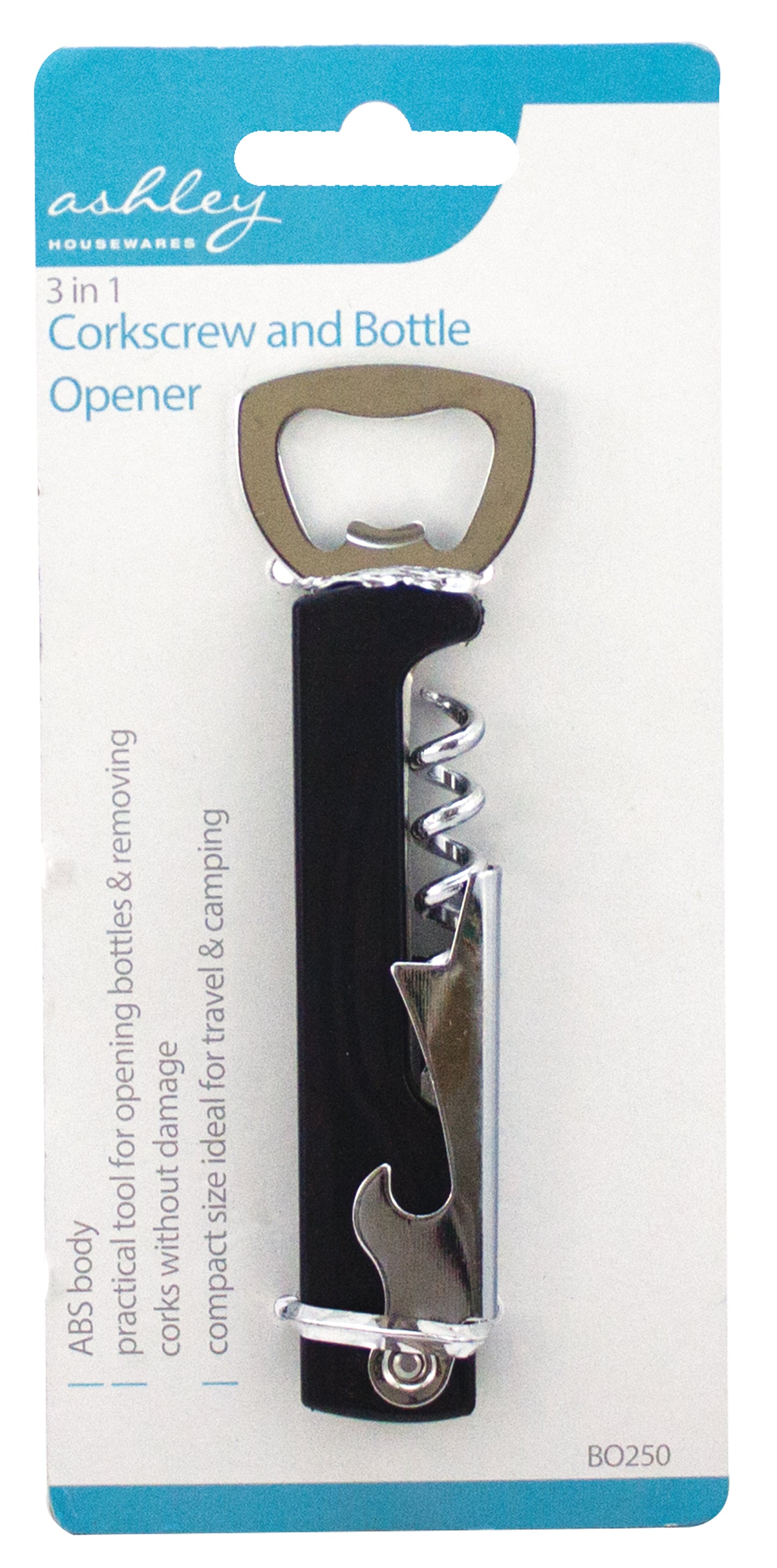 Ashley 3 in 1 Corkscrew & Bottle Opener