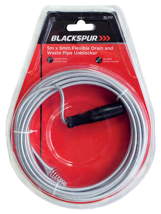 Blackspur DL102 5m x 5mm Flexible Drain & Waste Pipe Unblocker