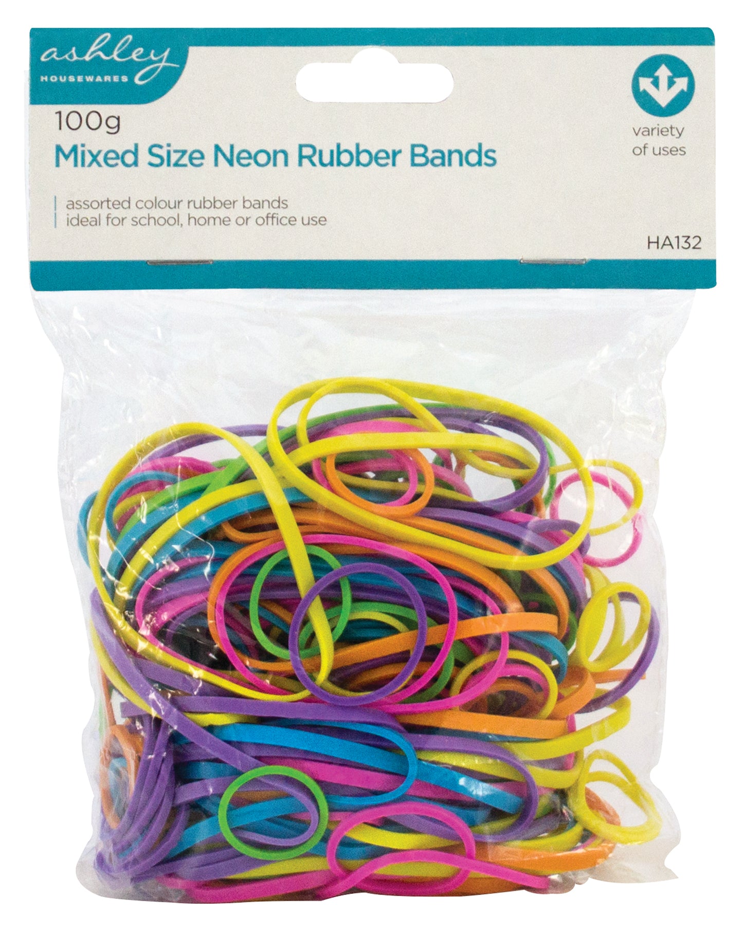 Ashley Mixed Size Neon Rubber Bands