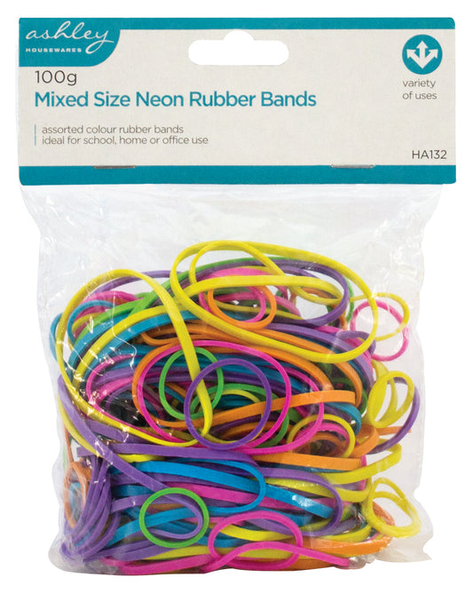 Ashley Mixed Size Neon Rubber Bands