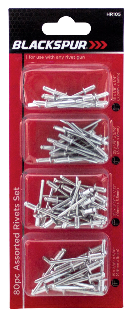 Blackspur HR105 80 Piece Assorted Rivet Set