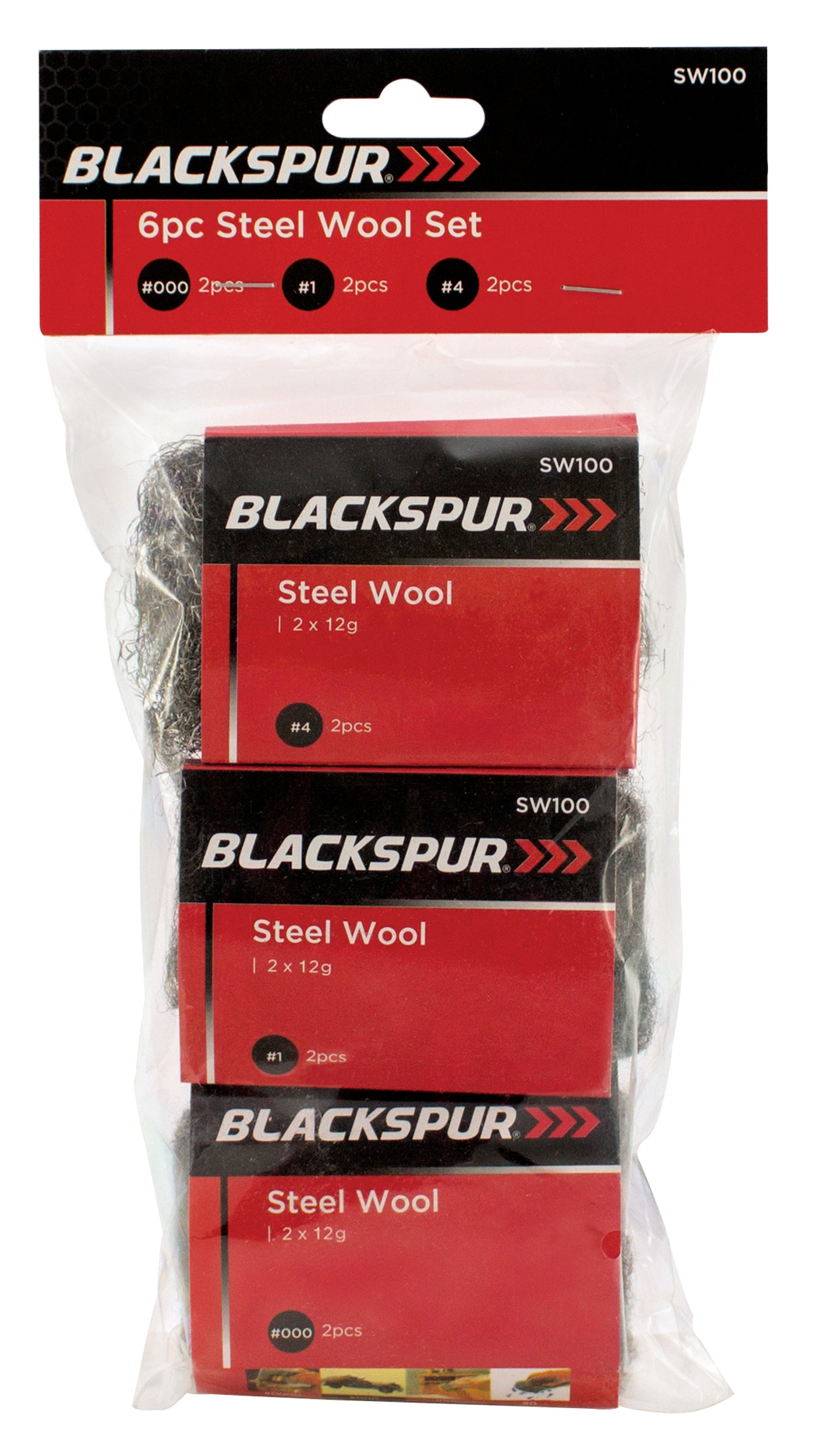 Blackspur SW100 Mixed Steel Wool 6 Pack