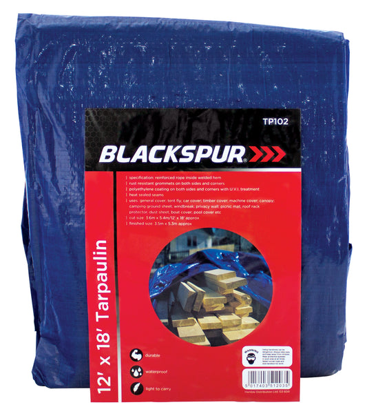 Blackspur TP102 12' x 18' Blue Tarpaulin