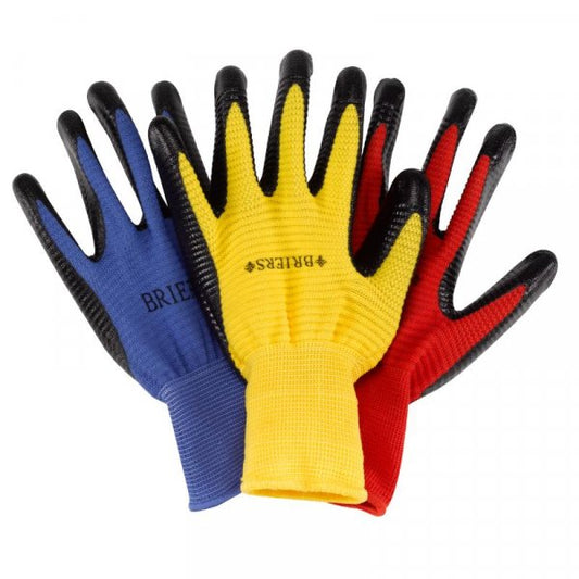 Briers Ribbed Smart Grip Gloves Large Triple Pack