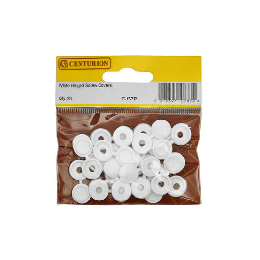 Centurion Hinged Screw Covers White 20 Pack