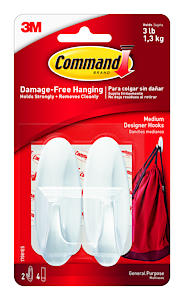 Command Medium Designer Hooks White