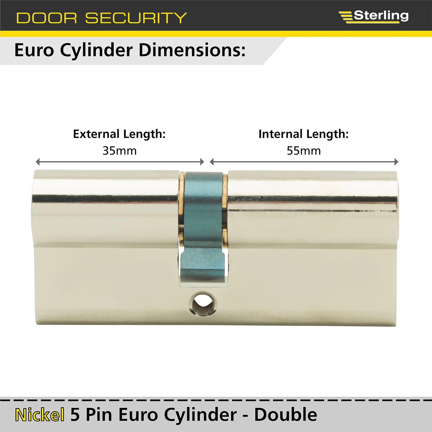 Sterling 5 Pin Euro Door Cylinder Brass