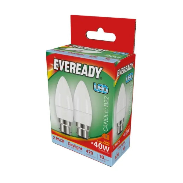 Eveready LED BC 40W Candle Twin Pack