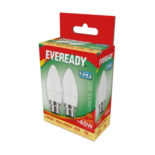 Eveready LED BC 40W Candle Twin Pack