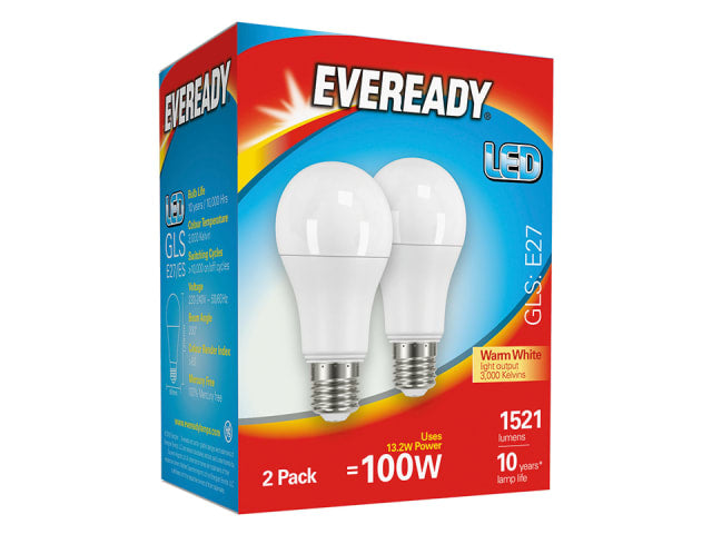 Eveready LED ES 100W Twin Pack