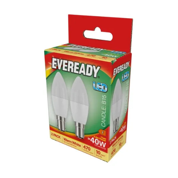 Eveready LED SBC 40W Candle Warm White Twin Pack