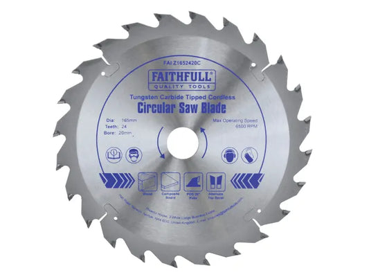 Faithfull Z1652420C 165mm Circular Saw Blade with 24 Teeth