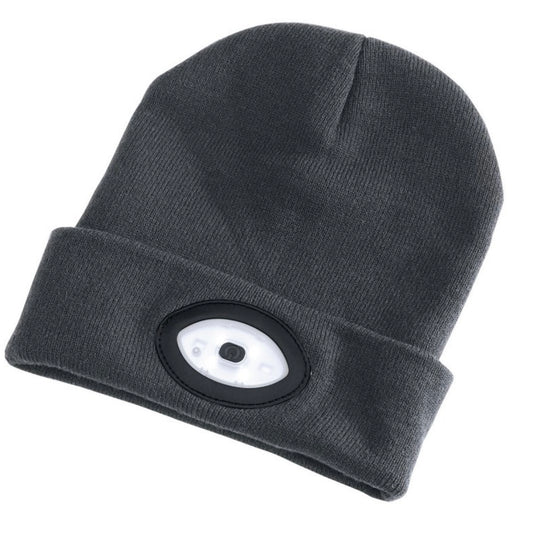 Draper 99522 Grey Beanie Hat with Rechargeable LED Torch