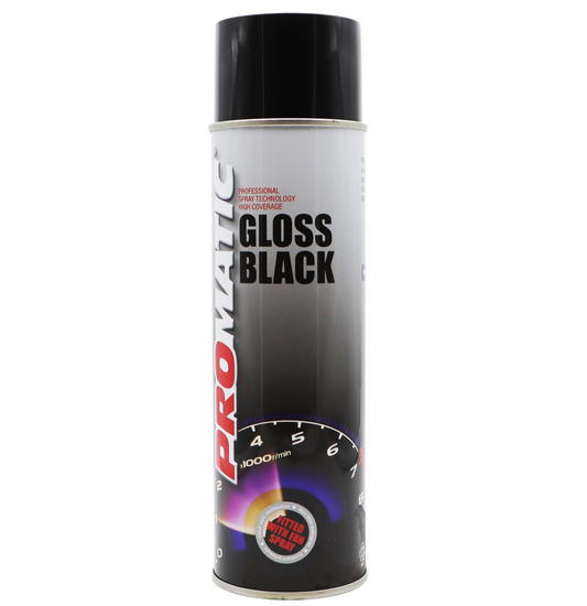 Promatic Gloss Black Spray Paint 500ml