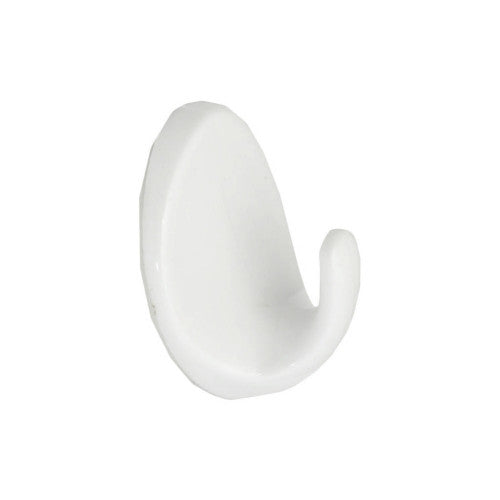 White Plastic Self Adhesive Oval Hook 55mm