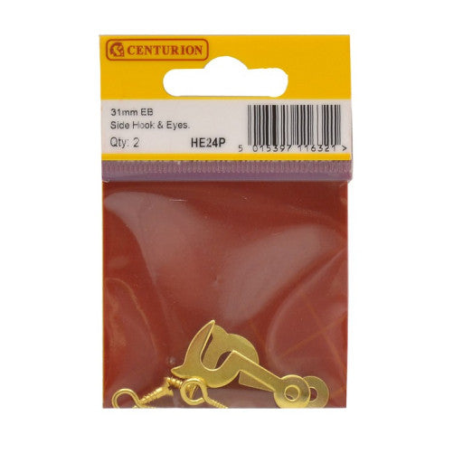 Centurion 31mm Brass Side Hook & Eyes 2 Pack