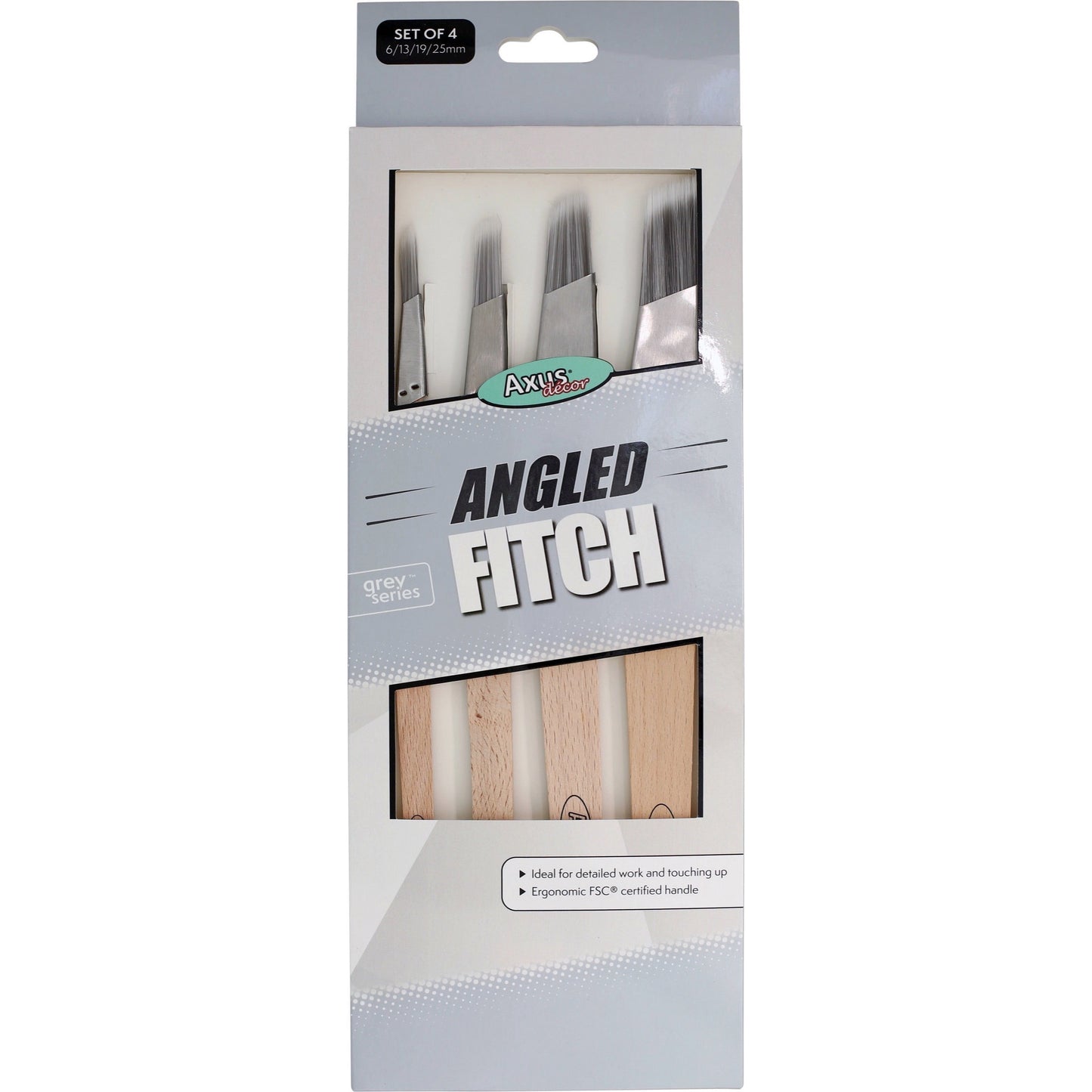 Axus Decor Grey Series Angled Fitch Brush 4 Pack