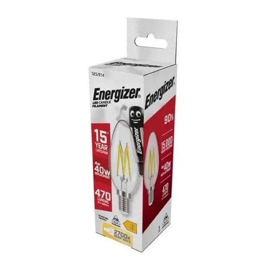 Energizer LED Clear Filament SES Candle 40W Warm White