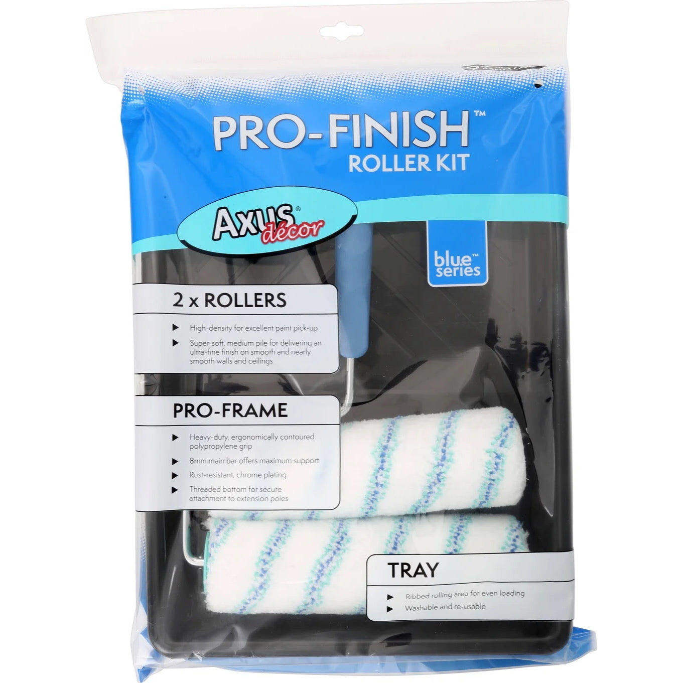 Axus Decor 9" Pro-Finish 4 Piece Roller Kit Blue Series