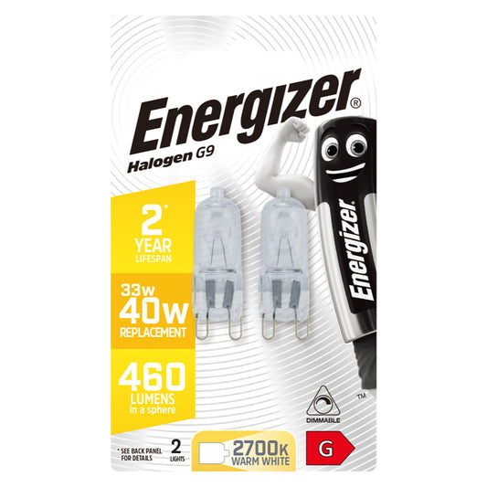 Energizer Halogen G9 40W Warm White 2 Pack