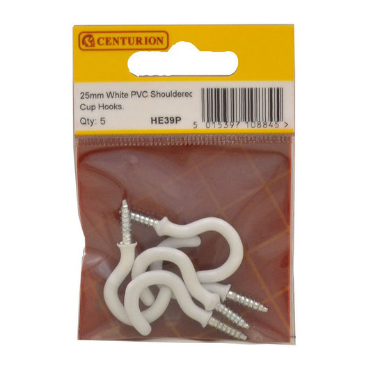 Centurion White PVC Shouldered Cup Hooks