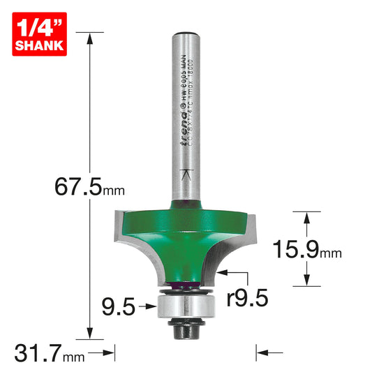 Trend C078X1/4TC Rounding Over 9.5mm Radius x 15.9mm Cut