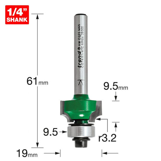 Trend C074X1/4TC Rounding Over 3.2mm Radius x 9.5mm Cut