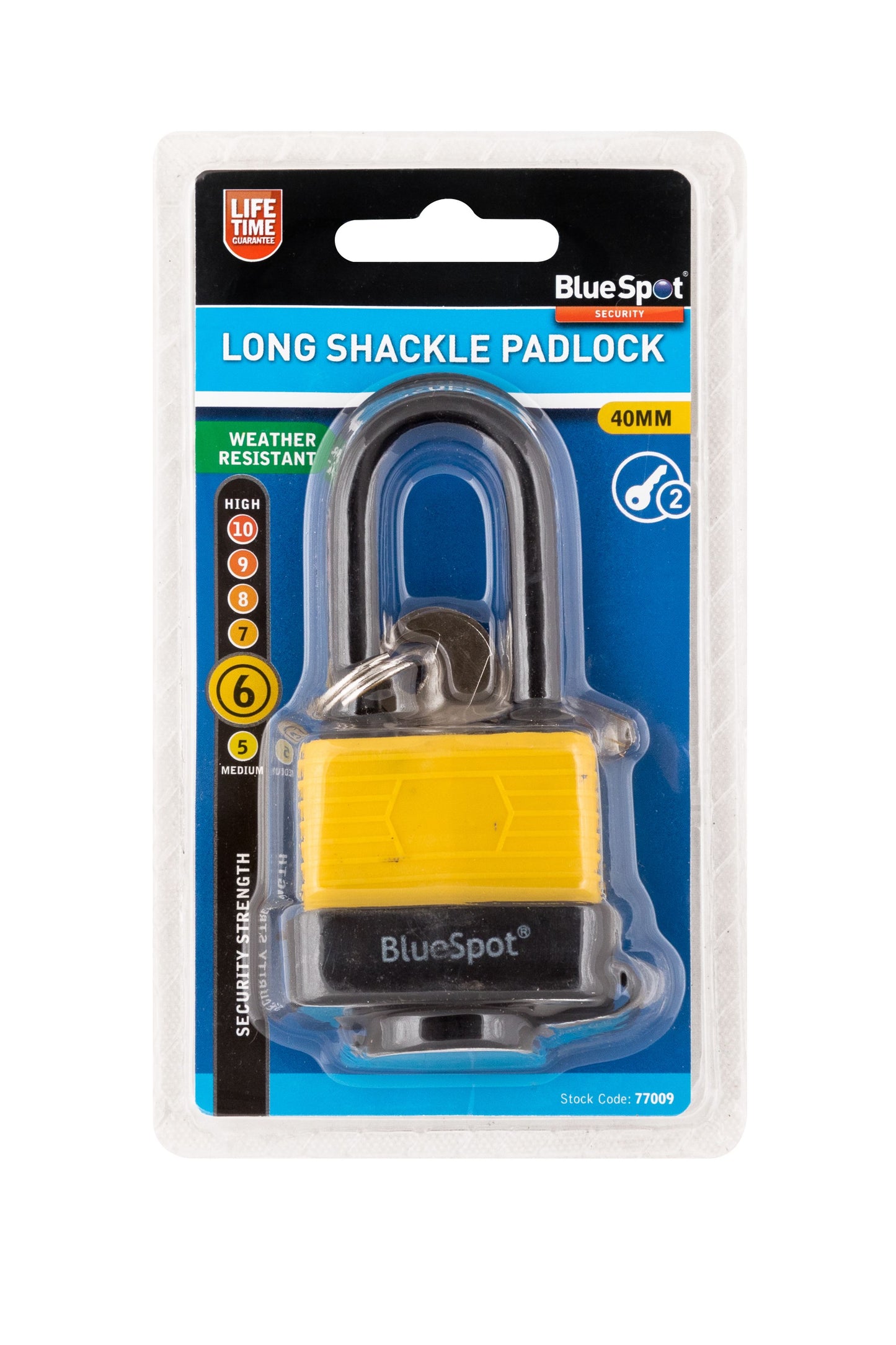 Blue Spot 40mm Long Shackle Weatherproof Padlock