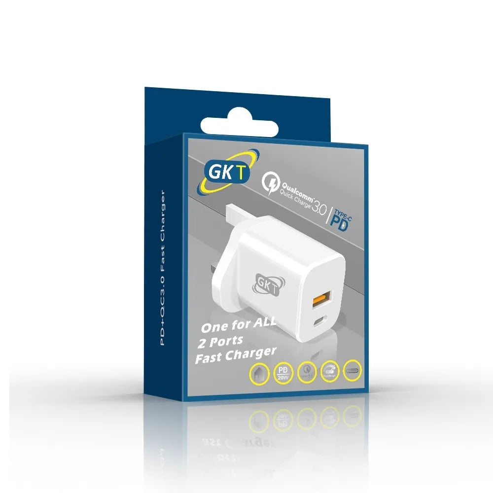 GKT USB & USB C Port Charging Plug 20W