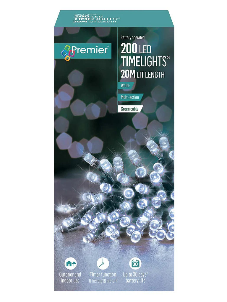 Premier 200 Multi Action Battery Christmas Lights White